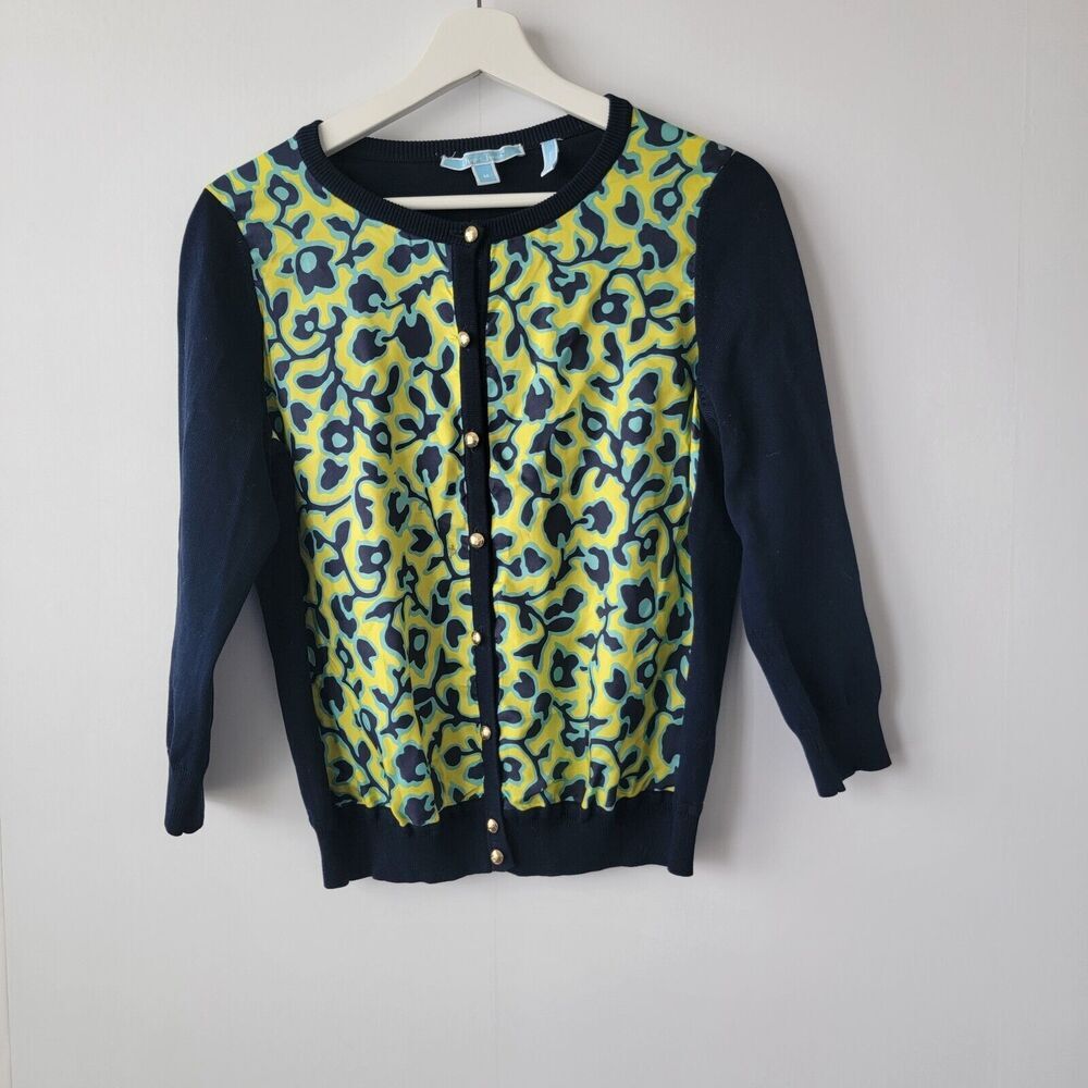 draper james floral front cardigan sweater size M